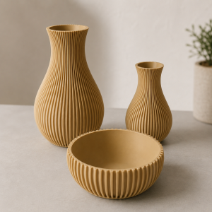 🌿 3D-gedrucktes Deko-Set – Moderne Vasen & Schale